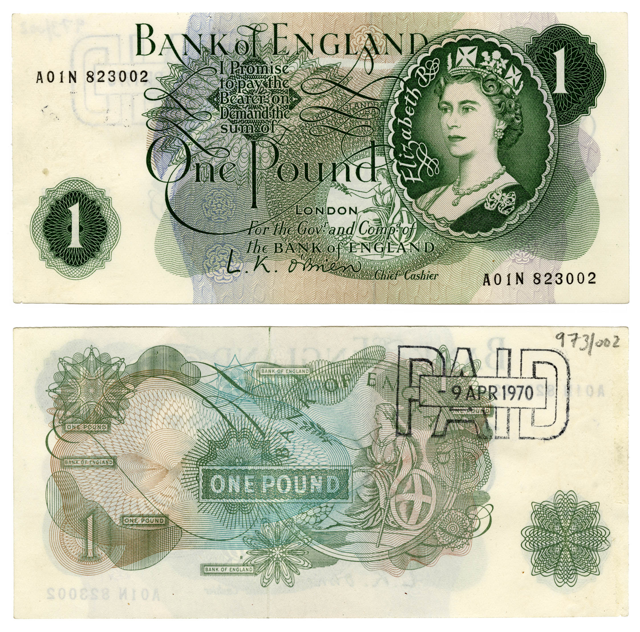 £1 note featuring Queen Elizabeth II