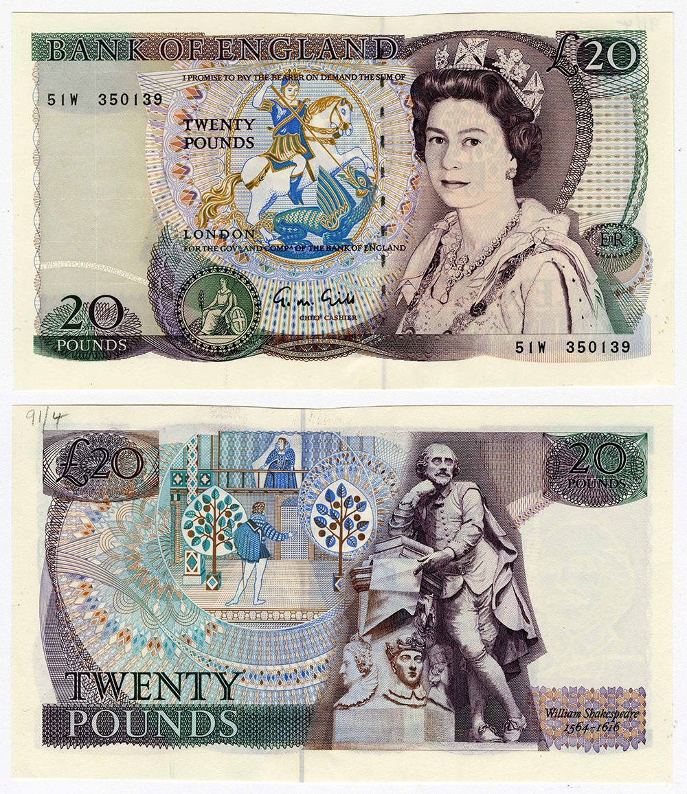 First pictorial Bank of England note featuring William Shakespeare