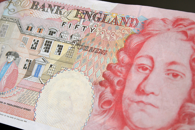Front design of £50 note